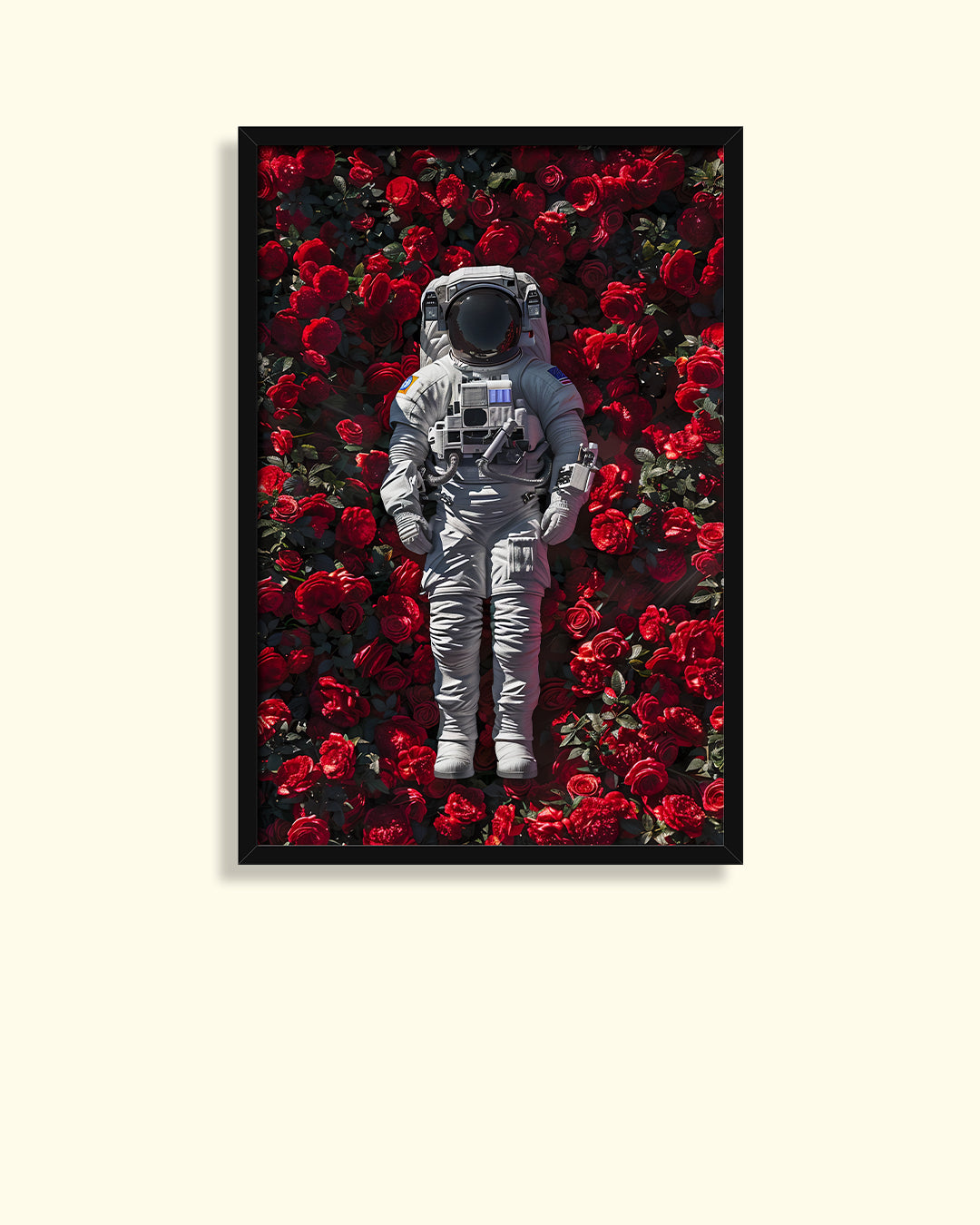 Astronaut in Red Roses Photo Frame