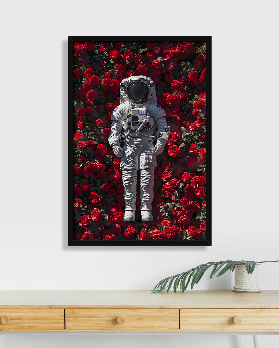 Astronaut in Red Roses Photo Frame