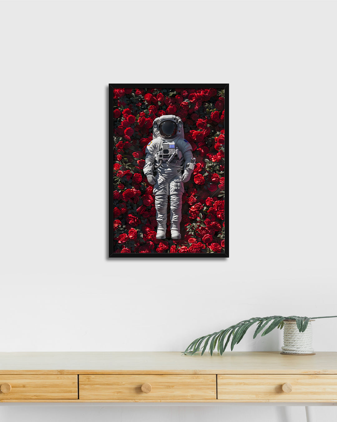 Astronaut in Red Roses Photo Frame