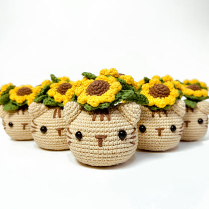 Cat Sunflower Pot